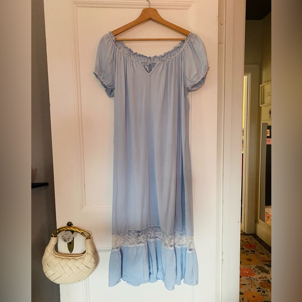 Victorian Vintage Style Nightgown | Light Blue | M - Picture 3 of 8